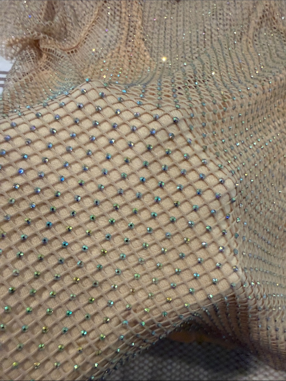 Sunday in Brooklyn (Anthro) Netted Sparkley Nude Layered Crop Top with Liner - Picture 4 of 5